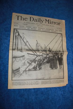 TITANIC
Avis fra The Daily Mirror 19 April 1912.
Avisen er ikke kopi eller reprint,men Orginal fra 1912.