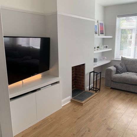 built in contempory tv unit and shelves 