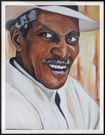 Compay Segundo, olieverf. prijs 300 euro