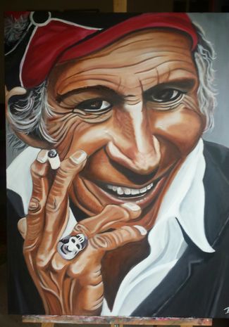Keith Richard, olieverf, 70x90, 700 euro.