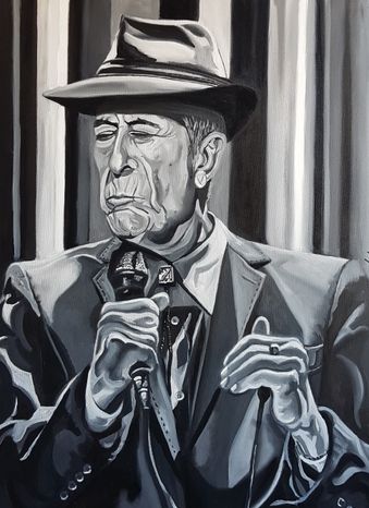 L. Cohen, 60x80cm,  inclusief baklijst. verkocht