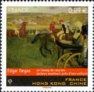 Edgar Degas le champ de courses jockeys amateurs près d'une voiture Ho