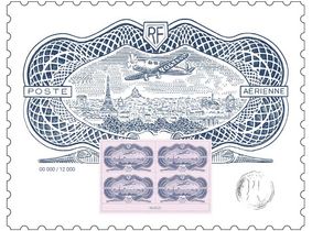 Affiche avec 4 timbres du «Burelé»