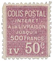 COLIS POSTAL Valeur Déclarée jusqu'à 500 Francs