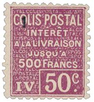COLIS POSTAL Valeur Déclarée jusqu'à 500 Francs