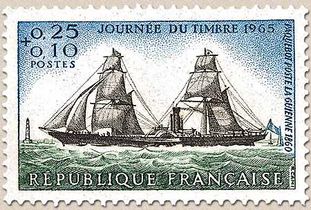 JOURNÉE DU TIMBRE 1965 PAQUEBOT POSTE LA GUIENNE 1860