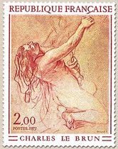 CHARLES LE BRUN : {( ETUDE DE FEMME A GENOUX }
