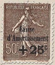 Caisse d'Amortissement - type semeuse lignée / surchargé