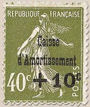 Au profit de la Caisse d'Amortissement. Semeuse fond plein surchargé