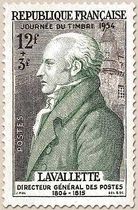 JOURNÉE DU TIMBRE 1954 LAVALETTE DIRECTEUR GÉNÉRAL DES POSTES 1804-181