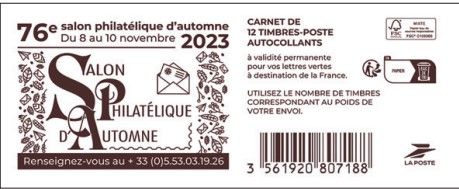 CARNET MARIANNE L'ENGAGÉE 76e SALON PHILATÉLIQUE D'AUTOMNE