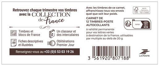 CARNET MARIANNE  COLLECTION DE FRANCE