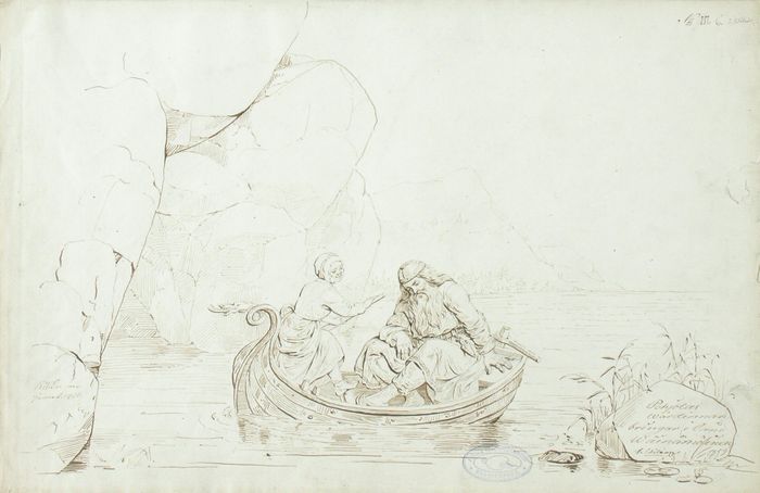 Louhi pelastaa Väinämöisen, Robert Wilhelm Ekman, 1859–1860