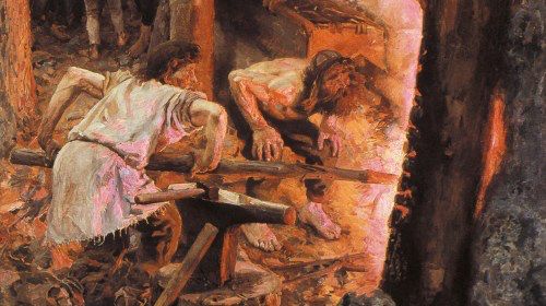 Akseli Gallen-Kallela, Sammon taonta, 1893, yksityiskohta 