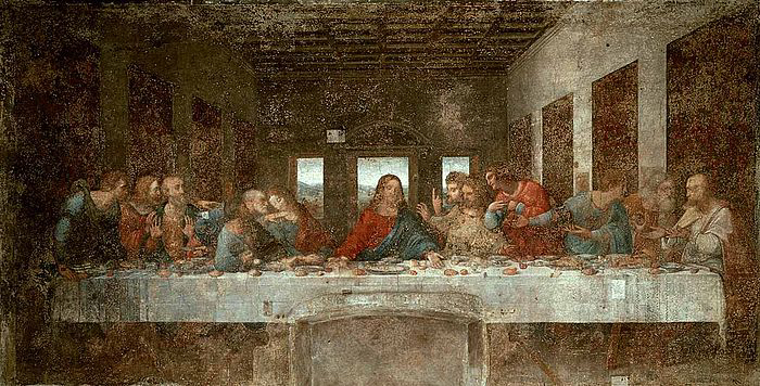 Pyhä ehtoollinen (1498). Santa Maria delle Grazien luostari, Italia Milano