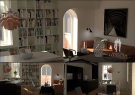Skitseforslag af arkitektoniske design og planer.