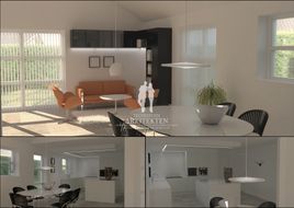 Skitseforslag af arkitektoniske design og planer.