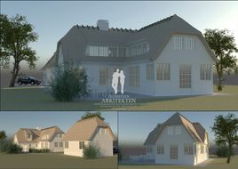 Skitseforslag af arkitektoniske design og planer.