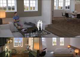 Skitseforslag af arkitektoniske design og planer.