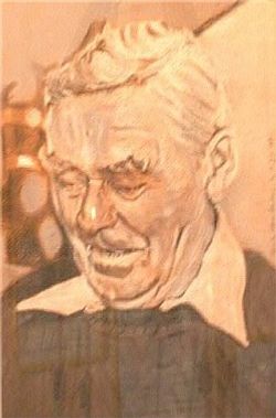 Portrait au pastel, noir, blanc et gris