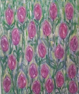 Tulipes, technique mixte, 60*50