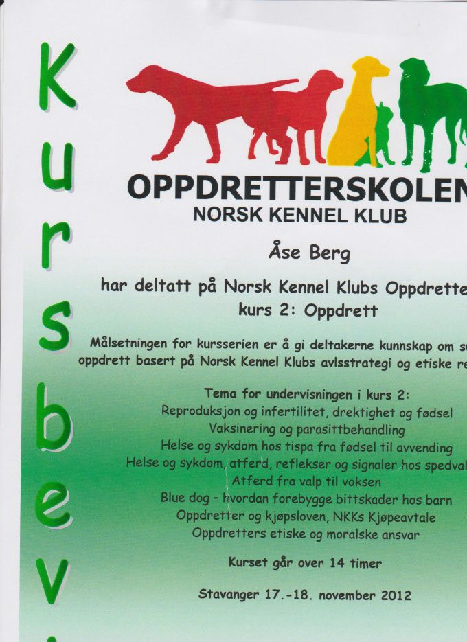 Gjennomført oppdretterskolen 17 og 18 november 2012