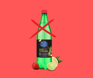 Bluekeld lemon-lime-hindbær sukkerfri med Aspartam