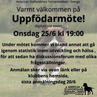 Välkomna på digitalt uppfödarmöte
