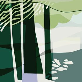 ‘Summer days drifting aw, grafisk kunst print 90 x 90 cm 