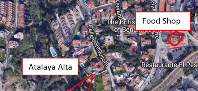1) Nearby Food shops/Tiendas de alimentación próximas a la Atalaya Alta/Magasins d'alimentation  prés de l'Atalaya Alta