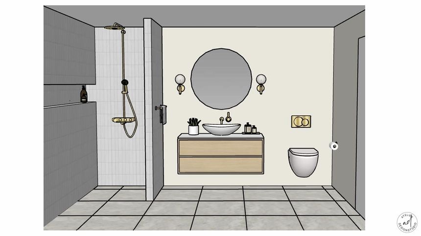 3D tegning bad underetasje