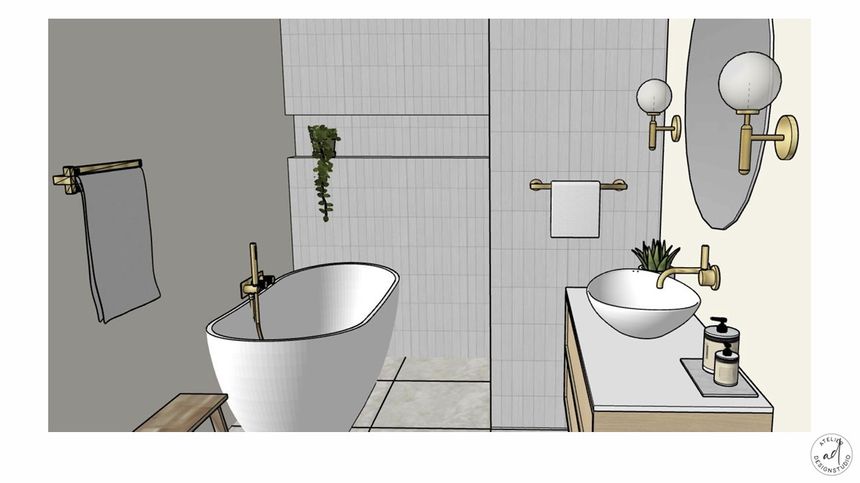 3D tegning bad underetasje