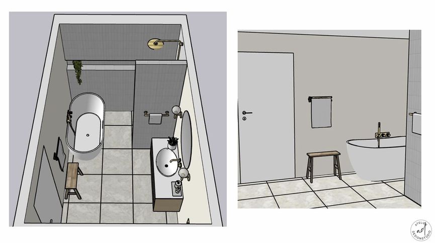 3D tegning bad underetasje