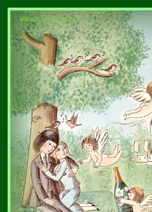 Première Carte Postale Illustrée par PEYNET d'une série de Quatre pour la Maison de Champagne PERRIER - JOUËT -