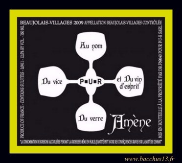 Etiquette Originale de Beaujolais - Villages 2009 - Amène !