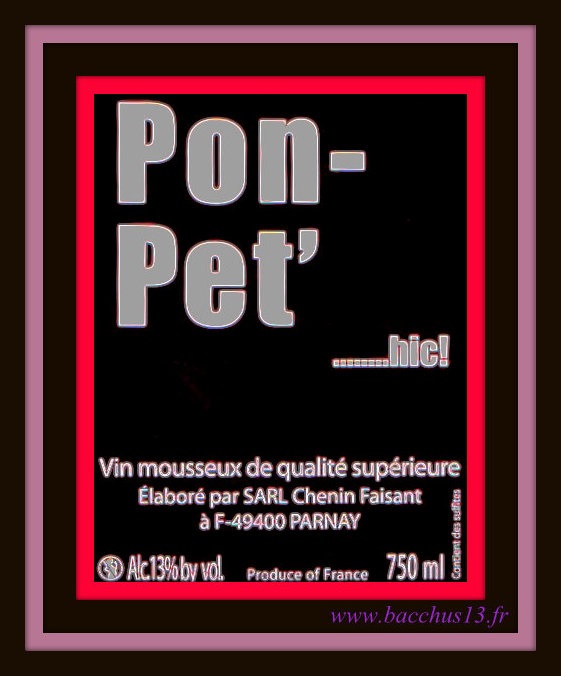 - PON-PET - EXPRESSION POPULAIRE POUR QUELQU'UN QUI A BU ABUSIVEMENT ! UNE éTIQUETTE ORIGINALE ! SARL CHENIN FAISANT -49400 - PARNAY -