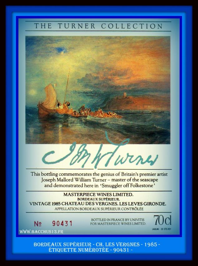  THE TURNER COLLECTION - Bordeaux Supérieur - 1985 - du Chateau des Vergnes - Peinture de WILLIAM TURNER - 