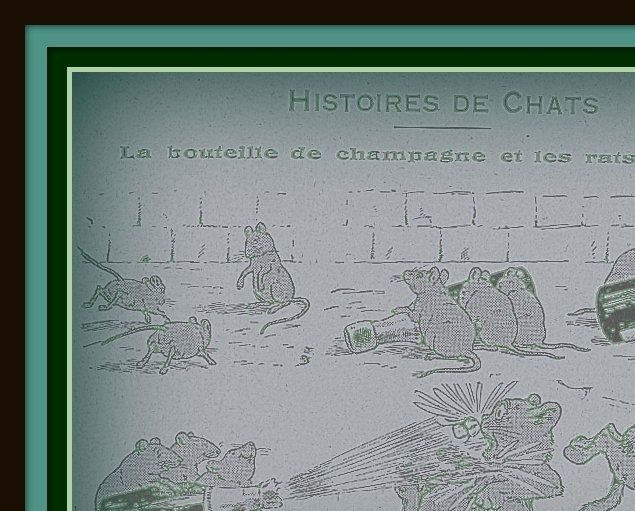 La bouteille de Champagne et les rats Artilleurs  - Illustration de E. NICOLSON - Tiré de l'almanach des Coopérateurs de Limoges - 1932 - 