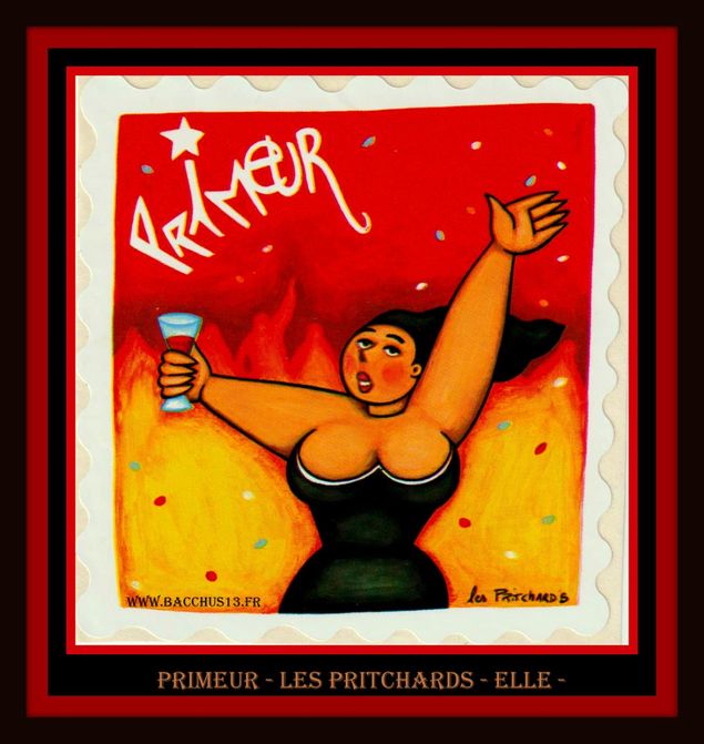 Une jolie étiquette de vin primeur  - Les Pritchards  - Elle -