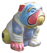 Bulldog in cement. Size H23, L21, W18 cm. Price Exwork 91.000 IDR. Price FOB 7,20 usd excl packing. Order code CP062.