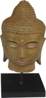 Buddha Head on stand in wood. Size H26, L14, W14 cm. Price Exwork 54.000 IDR. Price FOB 4,20 usd excl packing. Order code CP018.