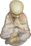 Praying Monk in cement. Size H45 cm. Price Exwork 297.000 IDR. Price FOB 24,80 usd incl packing wooden crate. Order code CP054.