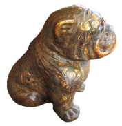 Bulldog in cement. Size H40, L45, W30 cm. Price Exwork 288.000 IDR. Price FOB 23,80 usd incl packing wooden crate. Order code CP058. Right side