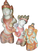 Dewi Tara in cement - Size H45 cm. Price Exwork 108.000 IDR. Price FOB 8,80 usd excl packing, art. code: CP070 (to the left). Dewi Tara in cement - Size H30 cm. Price Exwork 84.000 IDR. Price FOB 6,35 usd excl packing, art. code: CP071(in the middle). Dewi Sri in cement - Size H24 cm. Price Exwork 56.400 IDR. Price FOB 4,20 usd excl packing. Art. code: CP072.