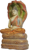 Buddha and snake in cement. Size H26, L14, W10 cm. Price Exwork 72.000 IDR. Price FOB 5,40 usd excl packing. Art. code: CP111.