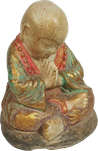 Praying Monk in cement, Size H10, L8, W7 cm. Price Exwork 26.000 IDR. Price FOB 1,90 usd excl packing, art. code: CP115.
