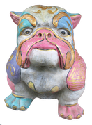 Bulldog in cement. Size H40, L45, W30 cm. Price Exwork 288.000 IDR. Price FOB 23,80 usd incl packing wooden crate. Order code CP121.