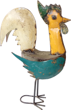 Recycle metal chicken 5. Art. code: ZRM011. Size H48, L27, W23 cm. Price FOB 14,25 usd.