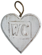 Wooden Heart “WC” 1607. Size H14cm, L14cm, W1,5cm. 