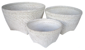 Bamboo basket laundry. Art. Code WW002. Size baskets: 35x35x21, 45.5x45.5x28, 51x51x32cm. Set of 3 pcs. 